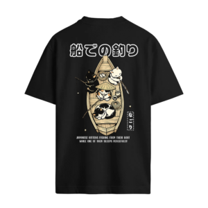 Camiseta Oversized Gatos Pescando